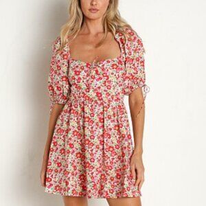For Love & Lemons Auden Floral Puff Sleeve Mini Dress